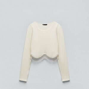 Zara Cropped Top with Pearls